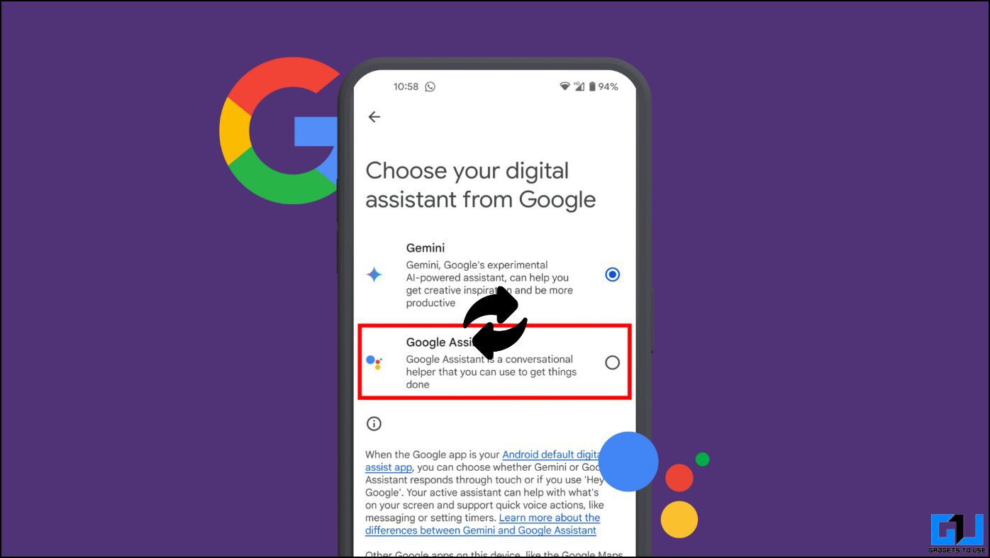 2 façons de passer à Google Assistant depuis Gemini sur Android