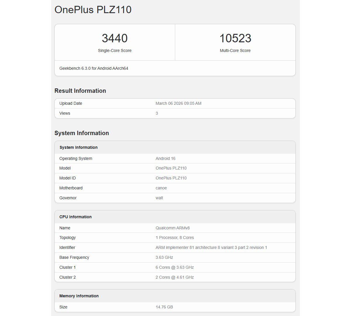 OnePlus 15T utilise Geekbench et confirme son chipset